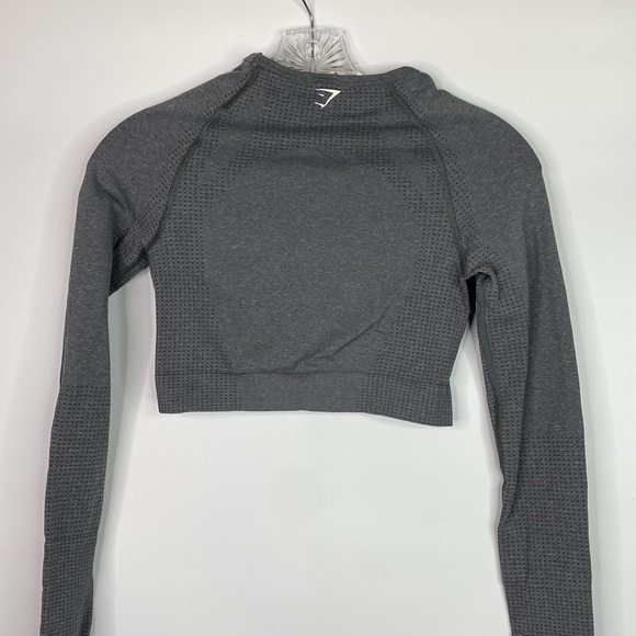 Gymshark Vital Seamless Long Sleeve Grey Crop Top Size XS/S - Picture 4 of 5